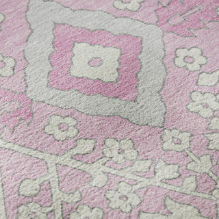 Piper Looms Mayfield Diamonds AMF863 Pink Machine Washable Area Rug Swatch Image