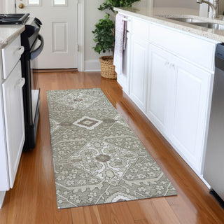 Piper Looms Mayfield Diamonds AMF863 Taupe Machine Washable Area Rug Runner Lifestyle Image Feature