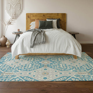 Piper Looms Mayfield Diamonds AMF863 Teal Machine Washable Area Rug Lifestyle Image Feature