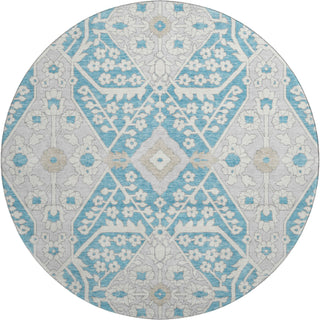 Piper Looms Mayfield Diamonds AMF863 Teal Machine Washable Area Rug Round Main Image