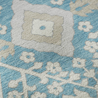 Piper Looms Mayfield Diamonds AMF863 Teal Machine Washable Area Rug Swatch Image
