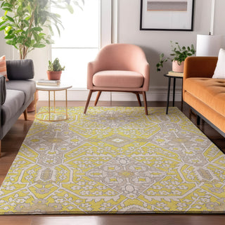 Piper Looms Mayfield Diamonds AMF863 Yellow Machine Washable Area Rug Lifestyle Image Feature