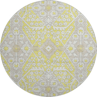 Piper Looms Mayfield Diamonds AMF863 Yellow Machine Washable Area Rug Round Main Image