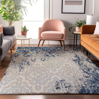 Piper Looms Mayfield Medallions AMF864 Navy Machine Washable Area Rug Lifestyle Image Feature