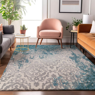 Piper Looms Mayfield Medallions AMF864 Teal Machine Washable Area Rug Lifestyle Image Feature