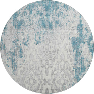 Piper Looms Mayfield Medallions AMF864 Teal Machine Washable Area Rug Round Main Image