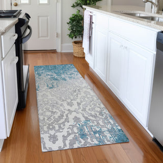 Piper Looms Mayfield Medallions AMF864 Teal Machine Washable Area Rug Runner Lifestyle Image Feature