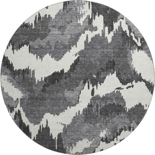 Piper Looms Mayfield Abstract AMF865 Black Machine Washable Area Rug Round Main Image
