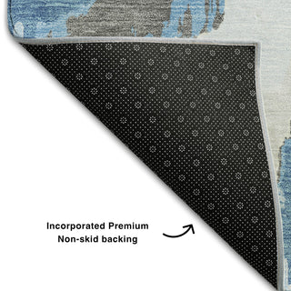 Piper Looms Mayfield Abstract AMF865 Blue Machine Washable Area Rug Backing Image