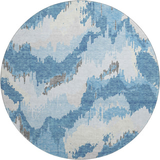 Piper Looms Mayfield Abstract AMF865 Blue Machine Washable Area Rug Round Main Image