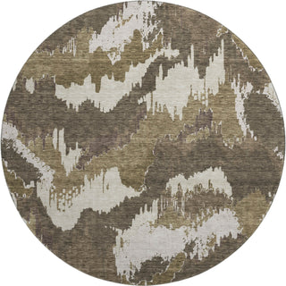 Piper Looms Mayfield Abstract AMF865 Brown Machine Washable Area Rug Round Main Image