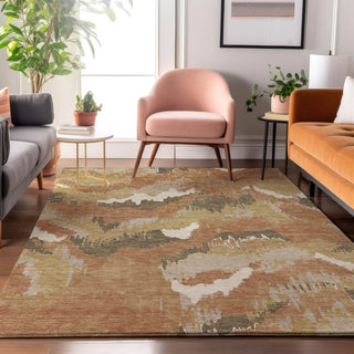 Piper Looms Mayfield Abstract AMF865 Copper Machine Washable Area Rug Lifestyle Image Feature