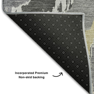 Piper Looms Mayfield Abstract AMF865 Gray Machine Washable Area Rug Backing Image