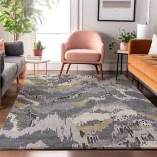 Piper Looms Mayfield Abstract AMF865 Gray Machine Washable Area Rug Lifestyle Image Feature