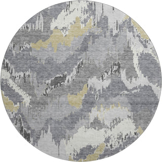Piper Looms Mayfield Abstract AMF865 Gray Machine Washable Area Rug Round Main Image