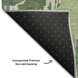 Piper Looms Mayfield Abstract AMF865 Green Machine Washable Area Rug Backing Image