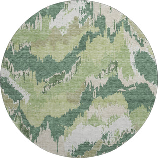 Piper Looms Mayfield Abstract AMF865 Green Machine Washable Area Rug Round Main Image