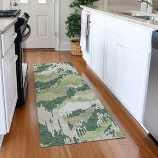 Piper Looms Mayfield Abstract AMF865 Green Machine Washable Area Rug Runner Lifestyle Image Feature