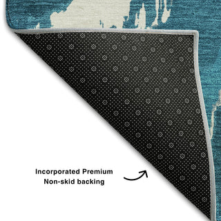 Piper Looms Mayfield Abstract AMF865 Navy Machine Washable Area Rug Backing Image