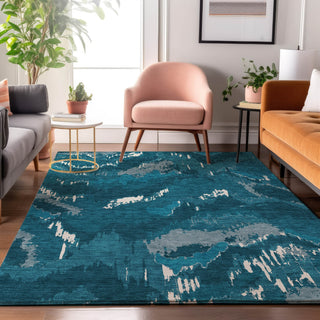 Piper Looms Mayfield Abstract AMF865 Navy Machine Washable Area Rug Lifestyle Image Feature