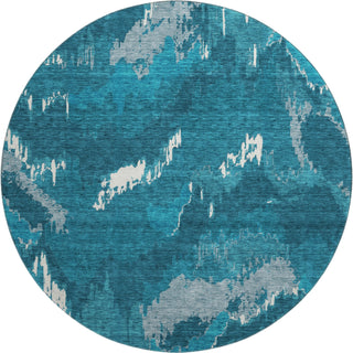 Piper Looms Mayfield Abstract AMF865 Navy Machine Washable Area Rug Round Main Image