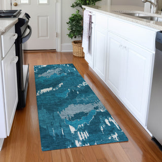 Piper Looms Mayfield Abstract AMF865 Navy Machine Washable Area Rug Runner Lifestyle Image Feature