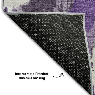 Piper Looms Mayfield Abstract AMF865 Purple Machine Washable Area Rug Backing Image