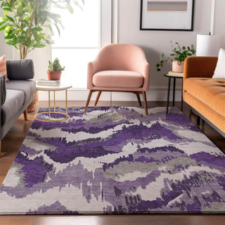 Piper Looms Mayfield Abstract AMF865 Purple Machine Washable Area Rug Lifestyle Image Feature