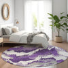 Piper Looms Mayfield Abstract AMF865 Purple Machine Washable Area Rug Round Lifestyle Image Feature