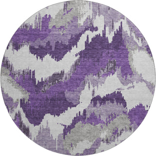 Piper Looms Mayfield Abstract AMF865 Purple Machine Washable Area Rug Round Main Image
