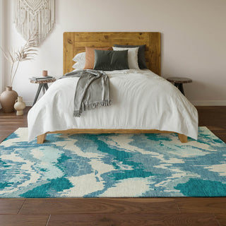 Piper Looms Mayfield Abstract AMF865 Teal Machine Washable Area Rug Lifestyle Image Feature
