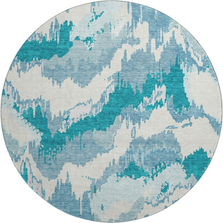 Piper Looms Mayfield Abstract AMF865 Teal Machine Washable Area Rug Round Main Image