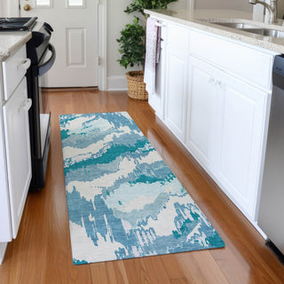 Piper Looms Mayfield Abstract AMF865 Teal Machine Washable Area Rug Runner Lifestyle Image Feature
