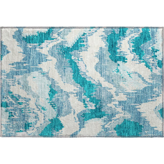 Piper Looms Mayfield Abstract AMF865 Teal Machine Washable Area Rug Scatter Main Image