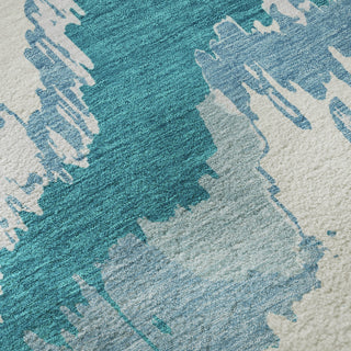 Piper Looms Mayfield Abstract AMF865 Teal Machine Washable Area Rug Swatch Image