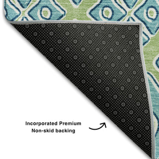 Piper Looms Mayfield Diamonds AMF866 Aloe Machine Washable Area Rug Backing Image