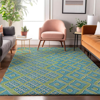 Piper Looms Mayfield Diamonds AMF866 Aloe Machine Washable Area Rug Lifestyle Image Feature