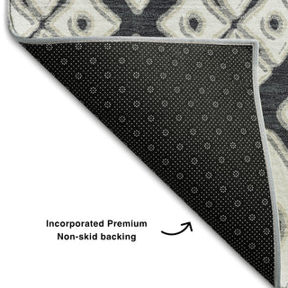 Piper Looms Mayfield Diamonds AMF866 Black Machine Washable Area Rug Backing Image