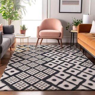 Piper Looms Mayfield Diamonds AMF866 Black Machine Washable Area Rug Lifestyle Image Feature