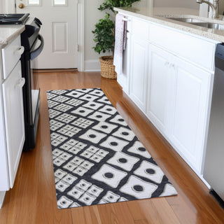 Piper Looms Mayfield Diamonds AMF866 Black Machine Washable Area Rug Runner Lifestyle Image Feature