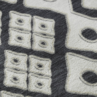 Piper Looms Mayfield Diamonds AMF866 Black Machine Washable Area Rug Swatch Image