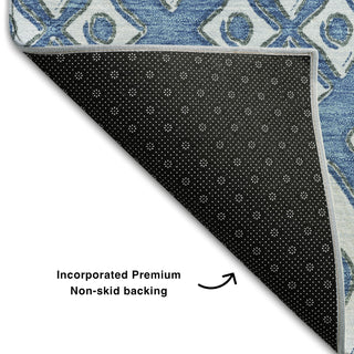 Piper Looms Mayfield Diamonds AMF866 Denim Machine Washable Area Rug Backing Image