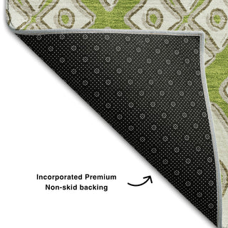 Piper Looms Mayfield Diamonds AMF866 Lime Machine Washable Area Rug Backing Image