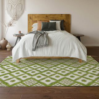 Piper Looms Mayfield Diamonds AMF866 Lime Machine Washable Area Rug Lifestyle Image Feature
