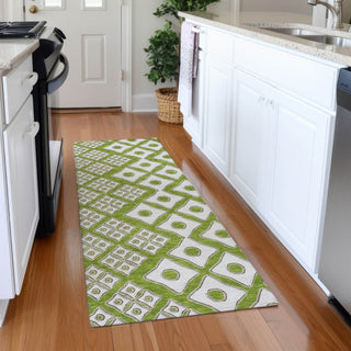 Piper Looms Mayfield Diamonds AMF866 Lime Machine Washable Area Rug Runner Lifestyle Image Feature