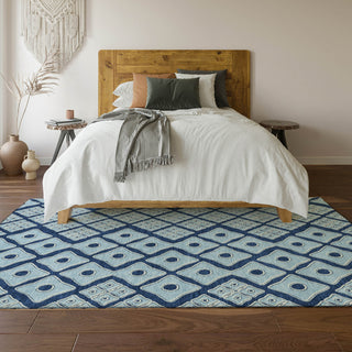 Piper Looms Mayfield Diamonds AMF866 Navy Machine Washable Area Rug Lifestyle Image Feature