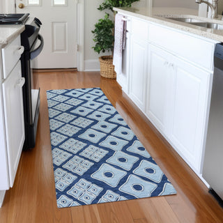 Piper Looms Mayfield Diamonds AMF866 Navy Machine Washable Area Rug Runner Lifestyle Image Feature