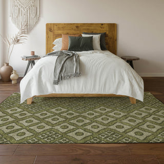 Piper Looms Mayfield Diamonds AMF866 Olive Machine Washable Area Rug Lifestyle Image Feature