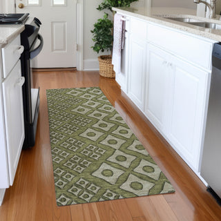 Piper Looms Mayfield Diamonds AMF866 Olive Machine Washable Area Rug Runner Lifestyle Image Feature