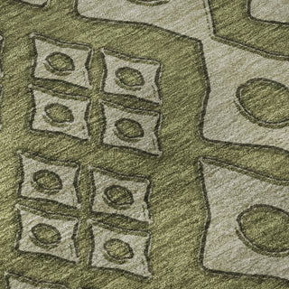 Piper Looms Mayfield Diamonds AMF866 Olive Machine Washable Area Rug Swatch Image